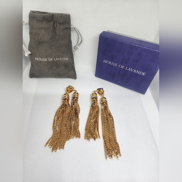 Rare House of Lavande Sunset double tassel earrings one of a kind clip ons - Picture 5 of 6